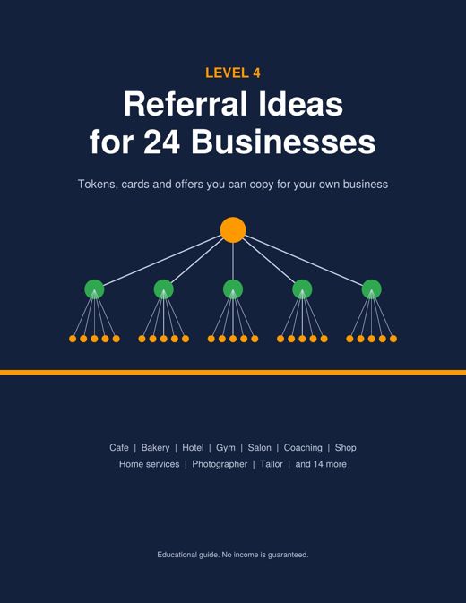 Level 4 guide cover: Referral Ideas for 24 Businesses