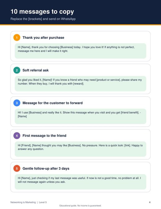 Level 5: messages to copy