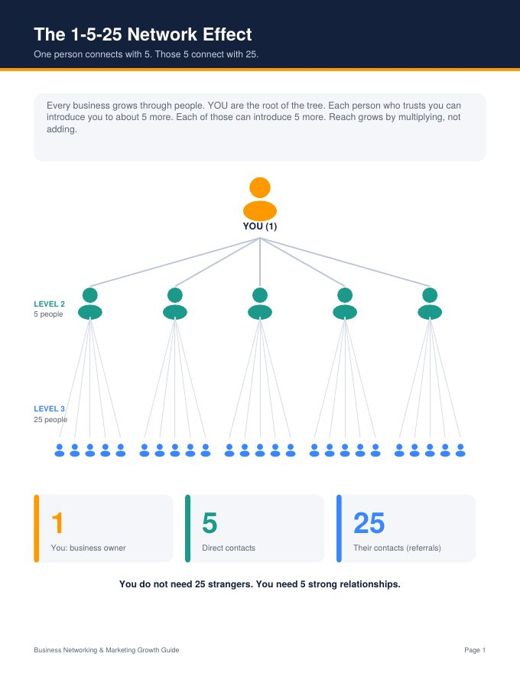 Level 1: the 1 to 5 to 25 network tree